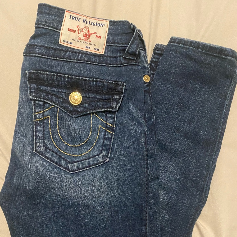 TRUE RELIGION. HALLE Mid Rise Super Skinny Jeans. Size 28.
